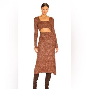 New AFRM Skye Cutout Midi Dress Marled Port Royale Ribbed Sweater Nordstrom LRG‎